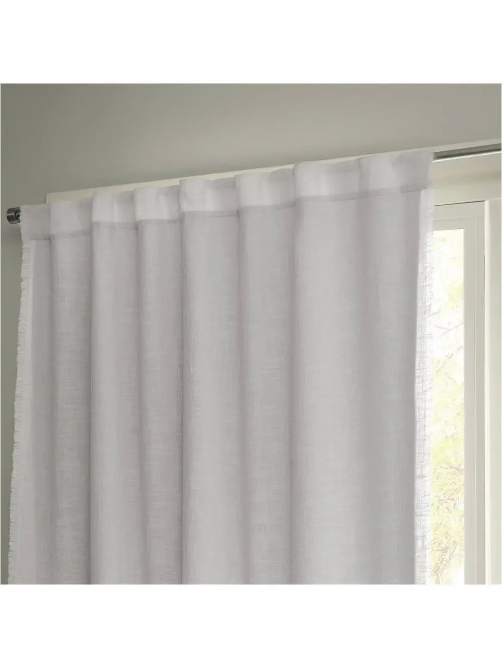 (1) Threshold NWT NIB Blackout Slub Weave Raw Edge Curtain Panel White 50x63